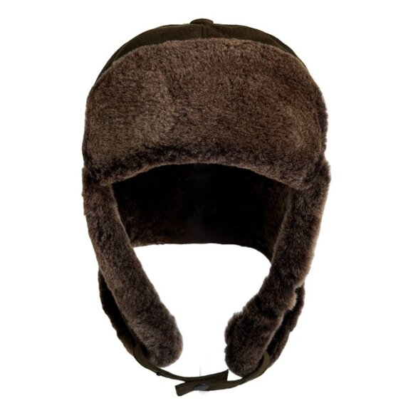 Real Shearling Sheepskin Leather Trapper Hat | Aviator Winter Hat | Ushanka - Picture 8 of 9